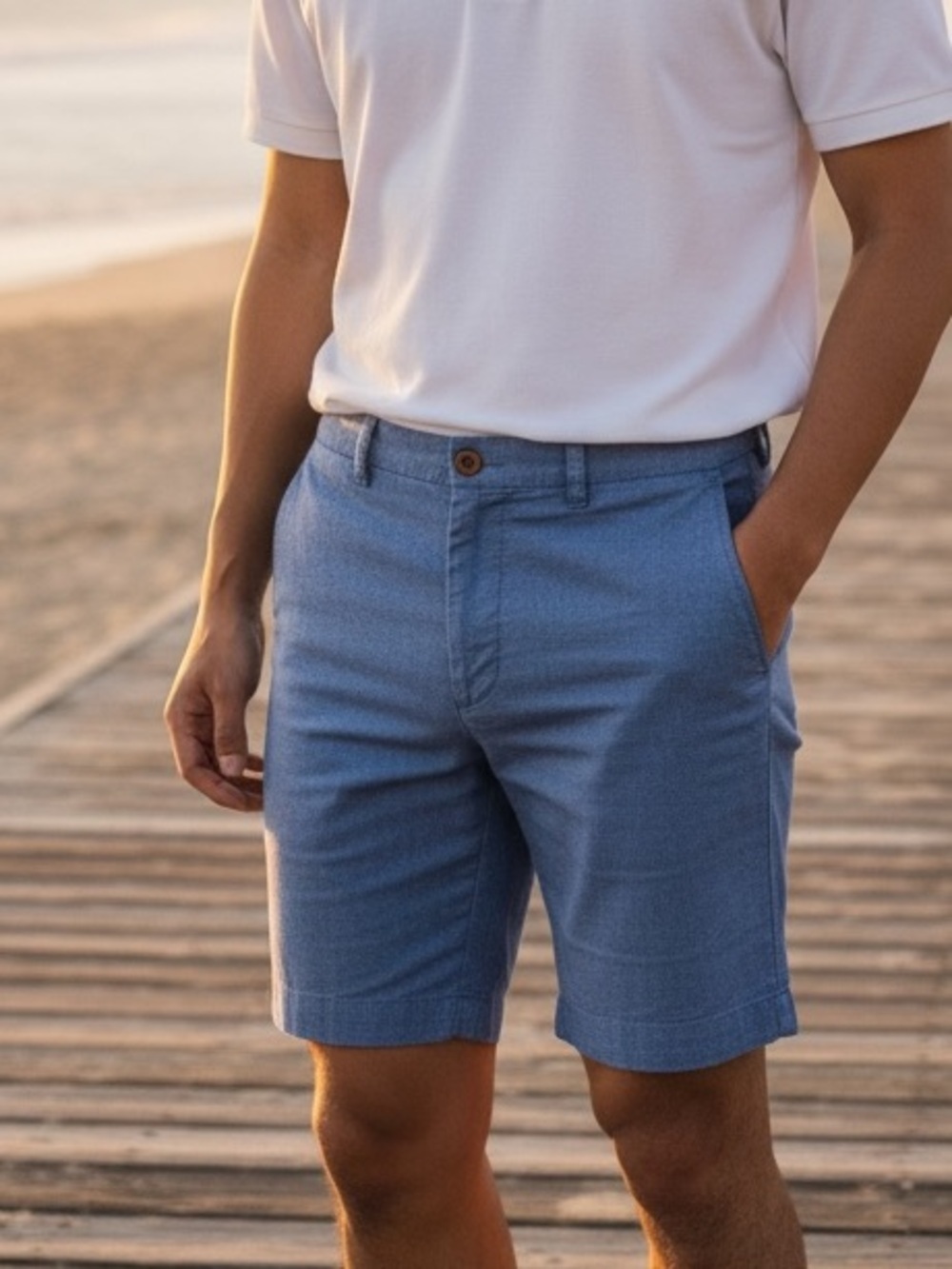 J.Crew Gramercy Oxford Sz 36 Chino Mens Heather Blue 8” Inseam Cotton Shorts